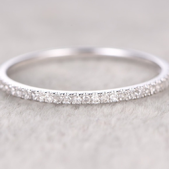 Sterling silver thin pave full eternity band ring - Picture 3 of 5